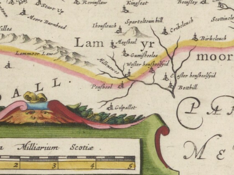 Map excerpt showing 'Pensheel' as marked on a 17th century map